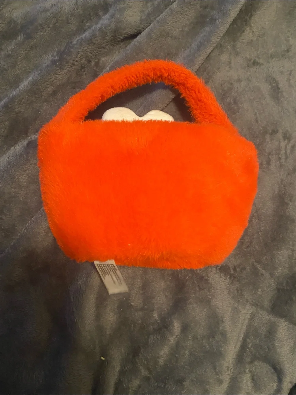 Plush Character Elmo Kids Basket- Bright Red Fuzzy Tote